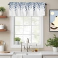 thumbnail image 2 of Blue Teal Botanical Kitchen Curtain Valances for Windows Farmhouse Short Curtains, Eucalyptus Leaves Pastoral Floral Rod Pocket Valance Curtain for Bedroom Cafe Living Room 42"x18", 2 of 8
