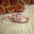thumbnail image 3 of 1.50 Carat Peach Pink Morganite and Black Diamond Engagement Bridal Wedding Ring Set 10k Rose Gold, 3 of 5