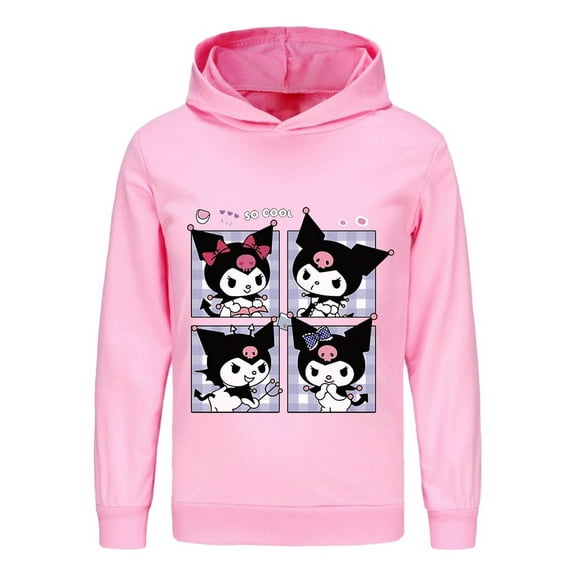 Kuromi Cotton Hoodie for Girls Boys - Cute Anime Sweatshirt with Long Sleeves - Soft Comfortable Pullover for Kids asual Outfit