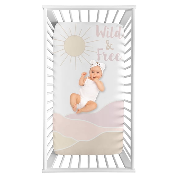 Sweet Jojo Designs Desert Sun Pink and Taupe Photo Op Fitted Crib Sheet