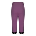 thumbnail image 4 of Stamzod Capri Leggings for Women Fashion Solid Color Summer Elastic Waist Stretch Yoga Capri Pants Casual Slim Fit Lace Split Plus Size Capris for Women Purple B M, 4 of 6