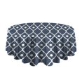 thumbnail image 5 of Navy Blue Geometric Quatrefoil Pattern Round Tablecloth 60"x60",Wrinkle Wipeable Table Cloth for Kitchen Dining Room Picnic Patio Party, 5 of 6
