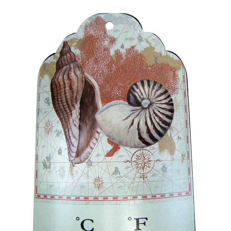 Seashell Conch Shell Wall Thermometer Metal Outdoor Temperature Gauge Ocean  Home Beach House Decor 