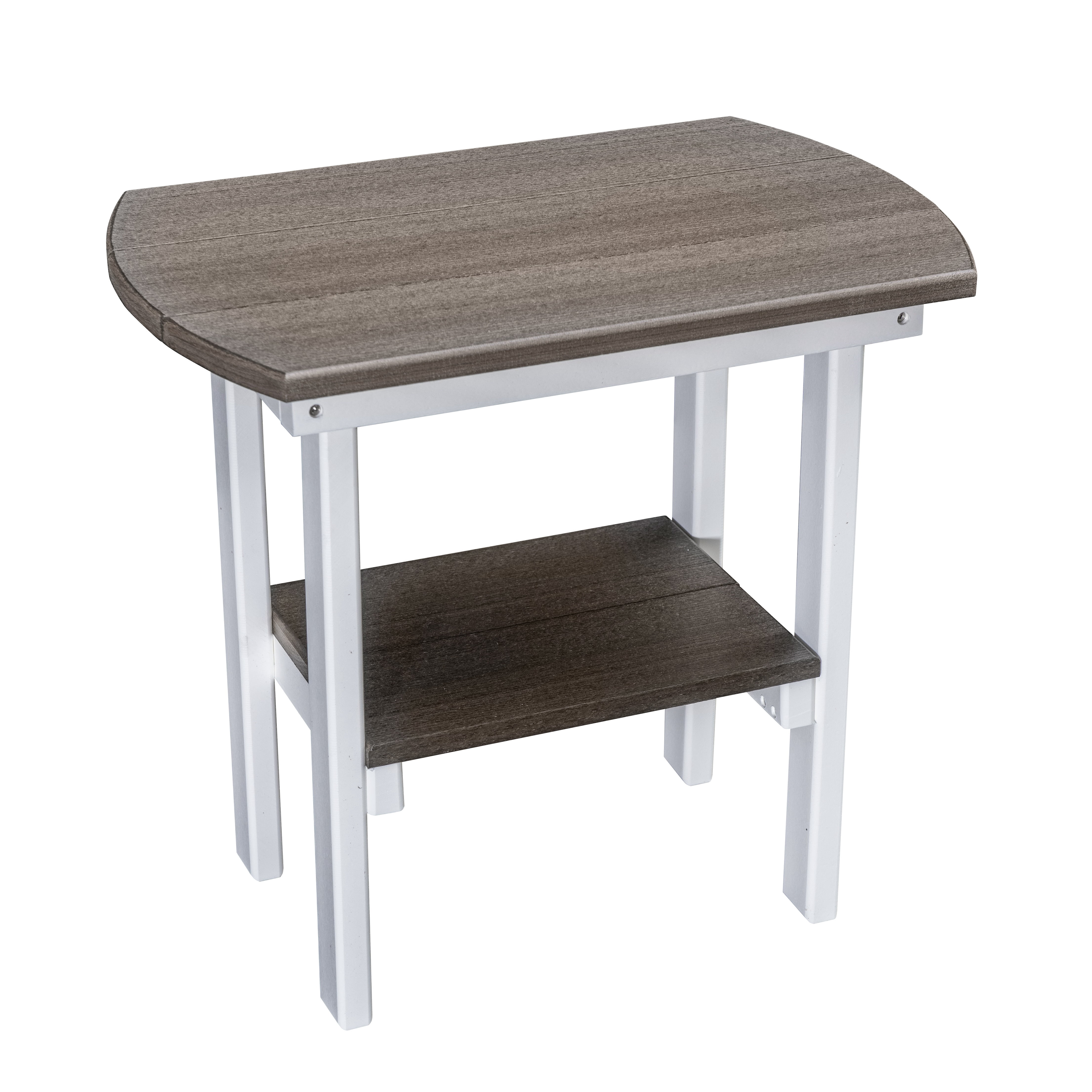 American Furniture Classics Model 525CGWT Outdoor Oval End Table in Coastal Gray on a White Base