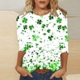 thumbnail image 2 of BLVB St Patrick's Day Crewneck Shirts for Women Shamrock Graphic Tee 3/4 Sleeve St Patrick's Day Tee Shirts Tops, 2 of 5