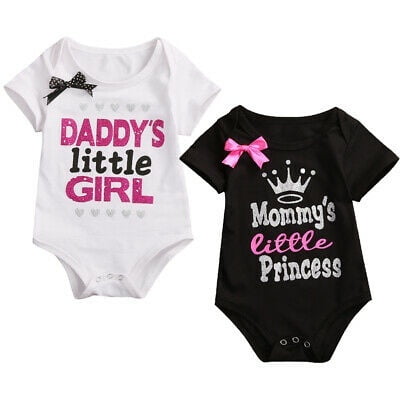Newborn Infant Baby Daddy Mommy Girls Bodysuit Romper Jumpsuit Clothes  Outfit 