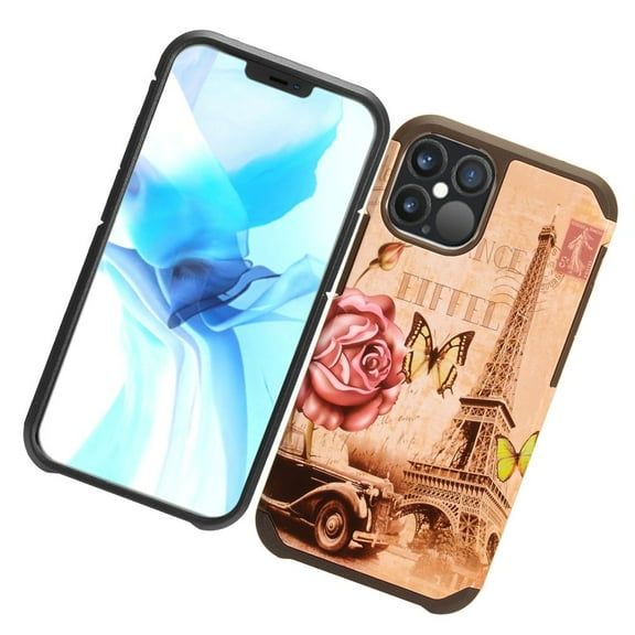 Apple iPhone 12 PRO MAX /6.7" Protective Tuff Hybrid Drop Protection Shockproof Armor Dual Layer Frame Heavy Duty Rubber Rugged Hard Eiffel Tower Phone Cover forApple iPhone 12 Pro Max