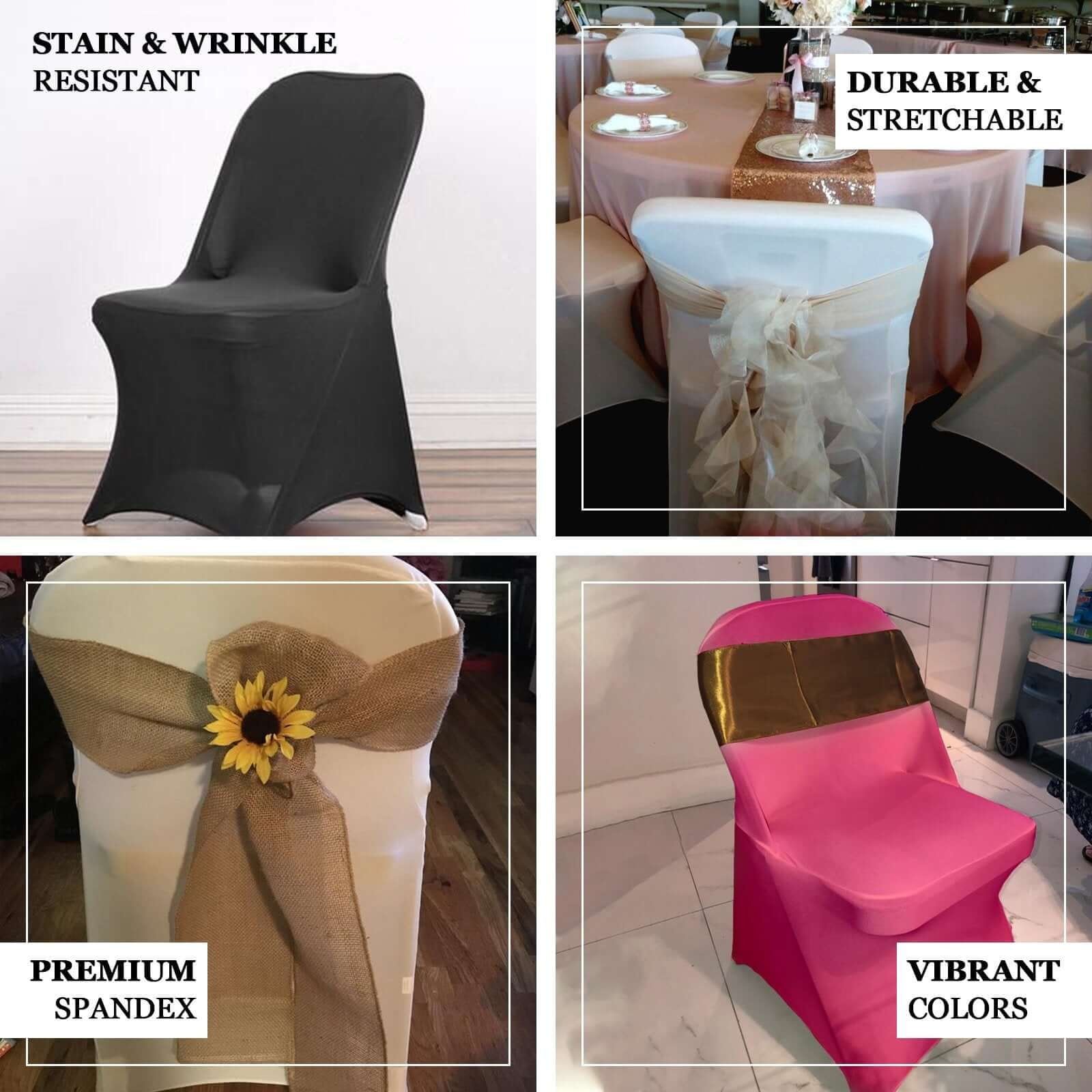 Efavormart 10PCS Stretchy Spandex Fitted Folding Chair Cover Dinning Event Slipcover For Wedding Party Banquet Catering- Dusty Blue