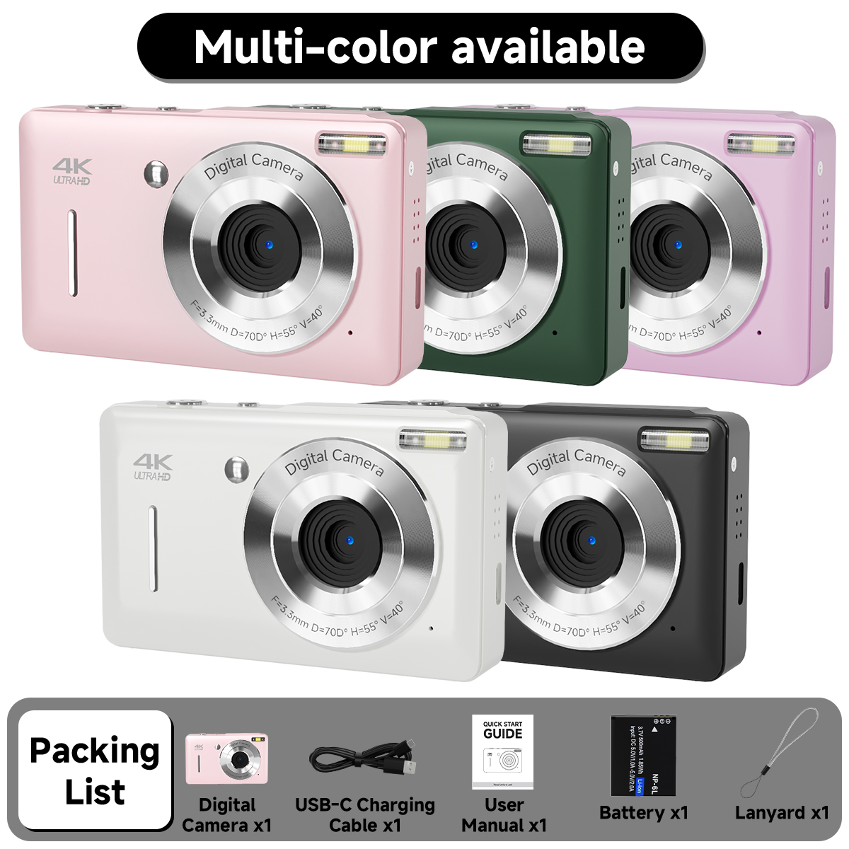 KEEPBERRY fhd Point and Shoot Digital Camera for Kids with , smile Capture, 20 Filters, Built-in Flash & Type-C Cable (White)