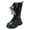 Black, variant on Girls Patent Leather Knee High Boots Fleece Lined Long Combat Boots Toddler Kids Non Slip Platform Warm Winter BootsBlack Size 1.5 Big Kids