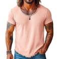 thumbnail image 6 of Mens Cotton Linen T-Shirt Casual Loose Scoop Neck Short Sleeve Shirt Frayed Raw Edges Lightweight Beach Yoga Top, 6 of 6