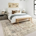 thumbnail image 4 of Toyoso 9x12 Washable Area Rugs for Living Room - Vintage Distressed Floral Neutral Boho Farmhouse Thin Soft Large Rug Indoor Floor No Slip Rug Carpet for Bedroom Dining Room Decor - Brown, 4 of 8