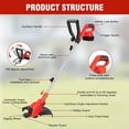 thumbnail image 3 of CATGOOD 4AH String Trimmer and Lawn Edger 2 in 1, 12" Cordless Weed Eater with Auto Line Feed, Weed Trimmer with 2 Batteries, Red, 3 of 11