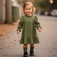thumbnail image 2 of Younger Tree Toddler Girls Dresses Kid Fall Winter Long Sleeve Crew Neck Dresss Clothes with Bag for 4-5T, 2 of 8