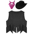 thumbnail image 4 of YONGHS Girls Western Cowboy Costume Kids Open Front Vest Waistcoat Halloween Cowgirl Outfit Black 10, 4 of 5