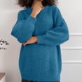 thumbnail image 4 of Women Oversized Sweaters, Loose Lantern Long Sleeve Fall Crewneck Casual Soft Knit Loungewear Fashion Pullover Blouse Tops Blue One Size, 4 of 6