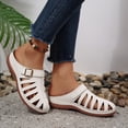 thumbnail image 3 of Mules for Women Closed Toe Fisherman Sandals Breathable Cutout Buckle Strap Slip on Low Wedge Cushioned Orthopedic Shoes Slides White Size 7, 3 of 6
