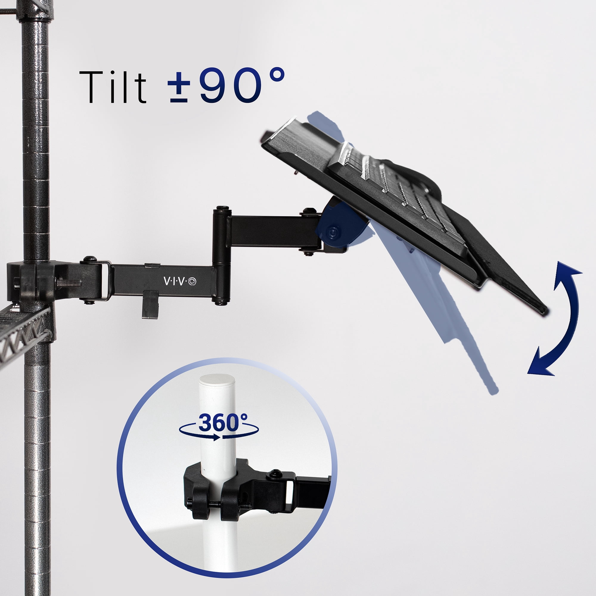 VIVO Steel Universal Full Motion Pole Mount, 26 Inch Keyboard and Mouse Tray