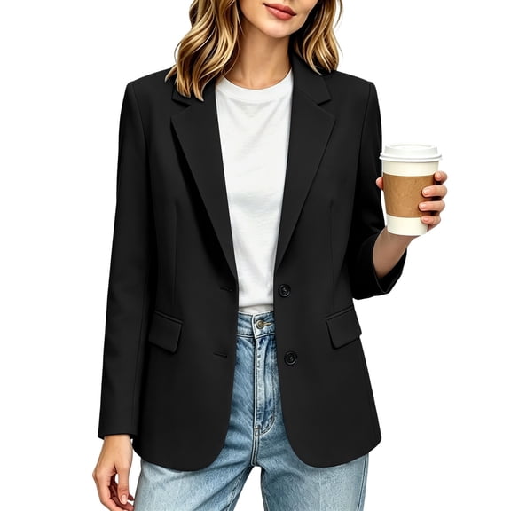 Women's Blazer Business Casual Lightweight Suit - Long Sleeve Slim Fit Work Office Jacket with Pockets Open Front Suit Jacket