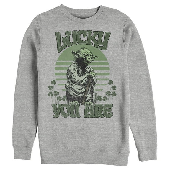 Men's Star Wars St. Patrick's Day Yoda Lucky You Are Clovers Sweatshirt Athletic Heather Large