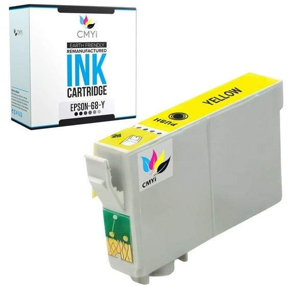 CMYi 68 Yellow 1-Pack Ink Cartridge compatible for Epson 68 - Stylus C120, CX5000, CX6000, CX8400, CX9400 Fax, CX9475 Fax, NX215, NX300, NX305, WorkForce 1100, 1300, 30, 310, 315, 40, 500 (1 Yellow)