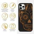 thumbnail image 4 of Case Yard Wooden Case for iPhone-12/12-Pro Soft TPU Silicone cover Slim Fit Shockproof Wood Protective Phone Cover for Girls Boys Men and Women Supports Wireless Charging Ice Skull Design, 4 of 7