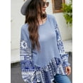 thumbnail image 3 of Color Block Interlock Sweater Blue X-Large, 3 of 6
