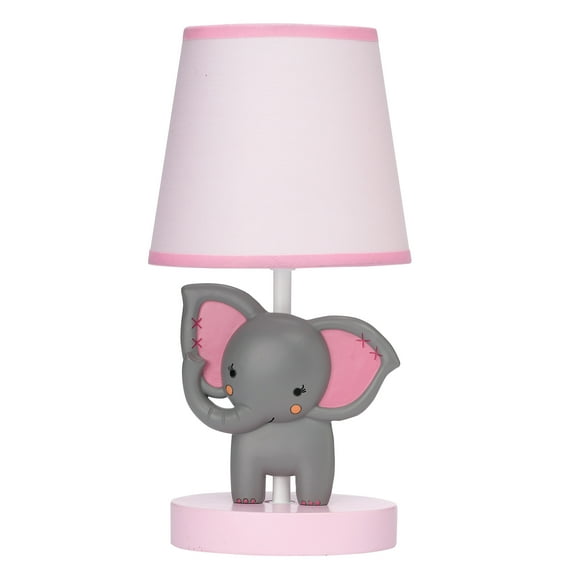 Bedtime Originals Twinkle Toes Lamp with Shade & Bulb - Pink, Gray, Animals
