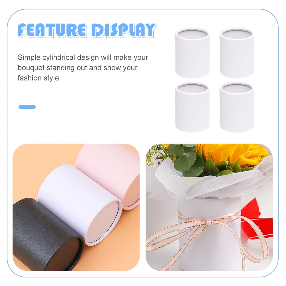 Hemoton 12 pcs  Flower Arrangement Base Containers Round Bouquet Paper Box Bucket Holder Flower Tube Bucket for Wedding Party Favors