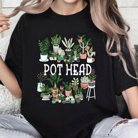 100% Cotton Unisex Plant Lover and Gardener Pot Head Succulent Short Sleeve T-Shirt