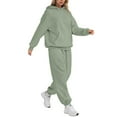 thumbnail image 6 of Womens 2 Piece Outfits Hoodie Sweatsuit Sets Over Sized Sweatshirt Baggy Fall Fashion Sweatpants with Pockets, for Winter Lounge and Casual Activities,Green,M, 6 of 7
