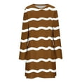 thumbnail image 7 of SMihono Striped Long Sleeve Casual Dress for Women Crew Neck Knee Length Shift Spring Fashion Lightweight Dailywear Lounge Brown 4, 7 of 7