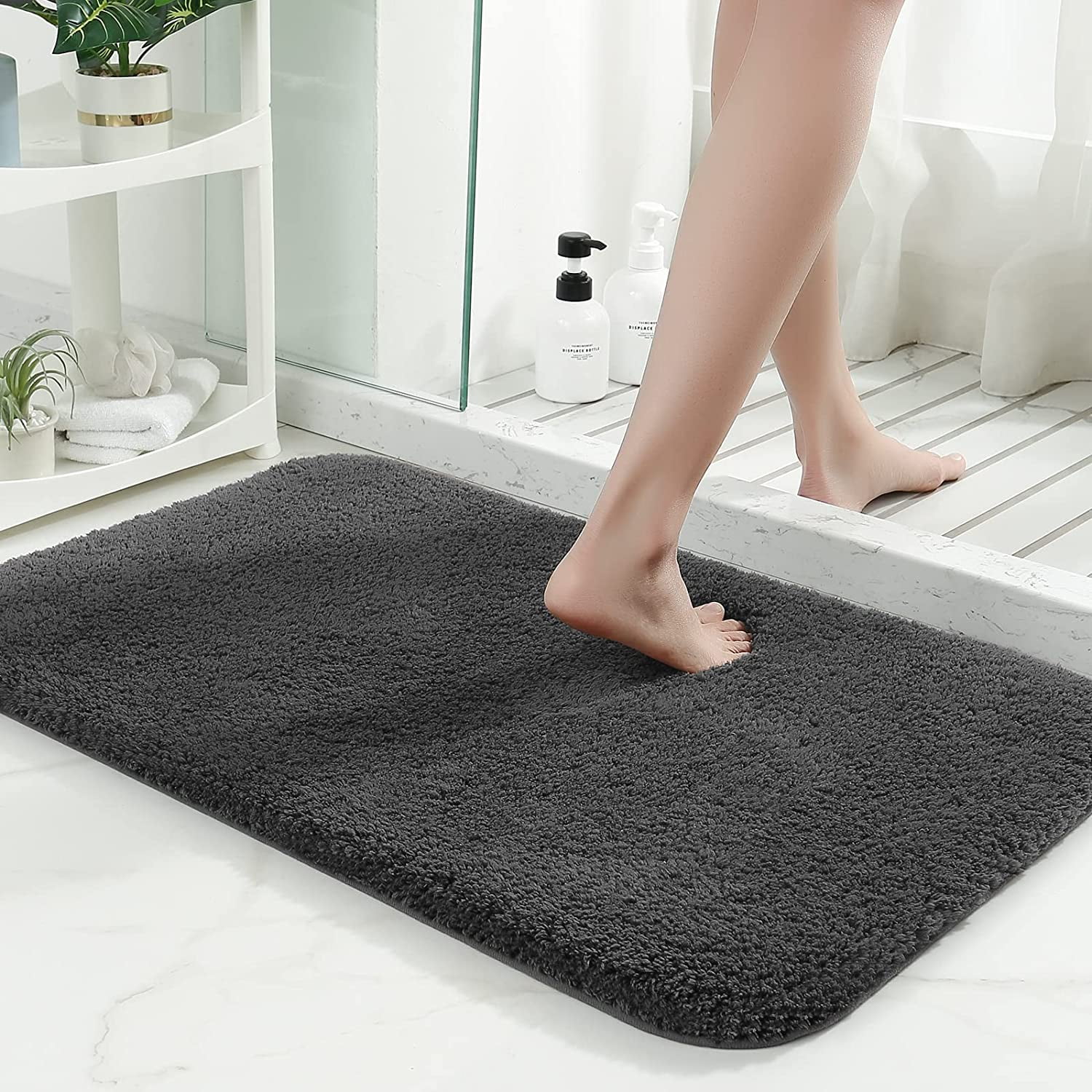 Carvapet Non-Slip Bathroom Rug High Water Absorbent Bath Mat Microfiber Soft Plu 