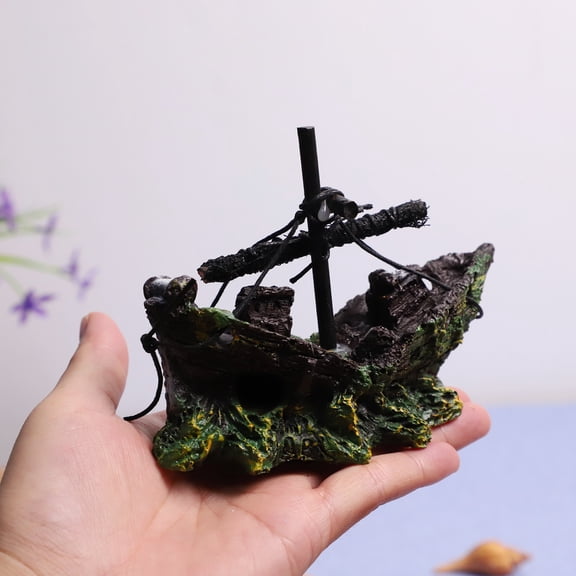 Noothes Aquarium Decor Shipwreck Resin Sunken Decorations Fish Tank Decorations For Tank Multi-Color Realistic Fish Tank Decor Accessories