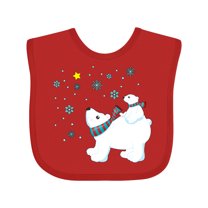 Inktastic Christmas Polar Bear and Cub with a star Boys or Girls Baby Bib