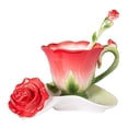thumbnail image 1 of 3d Rose Shape Flower Enamel Ceramic Coffee Tea Cup And Saucer Spoon Porcelain Cup Creative Valentine Gift-red, 1 of 5