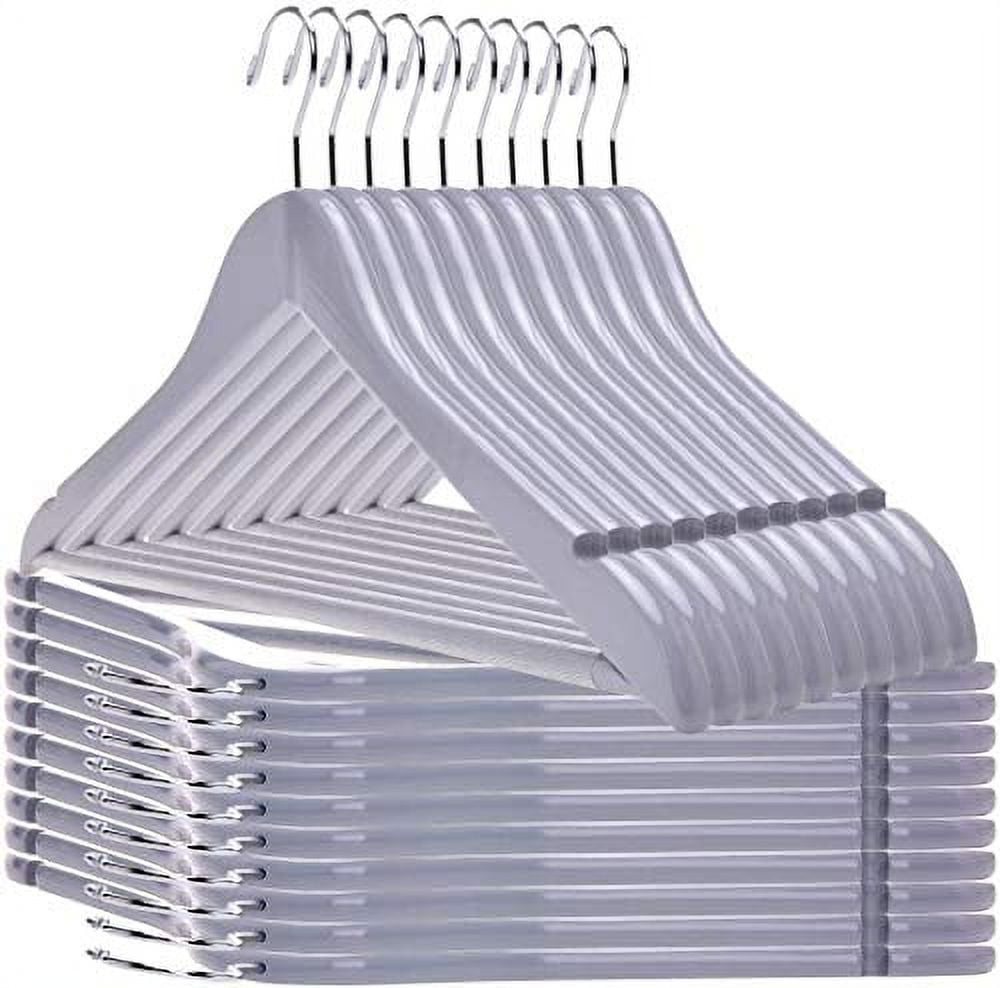 Quality Wooden Hangers - Slightly Curved Hanger Set of 80-Pack - Solid Wood Coat Hangers with Stylish Chrome Hooks - Heavy-Duty Clothes, Jacket, Shirt, Pants, Suit Hangers (Gray, 80)