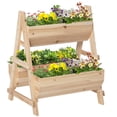 thumbnail image 2 of Outsunny Raised Garden Bed, 2 Tier Raised Planter Box with Stand, Nonwoven Fabric for Vegetables, Herbs, Flowers, 27" x 23" x 32", Natural, 2 of 9