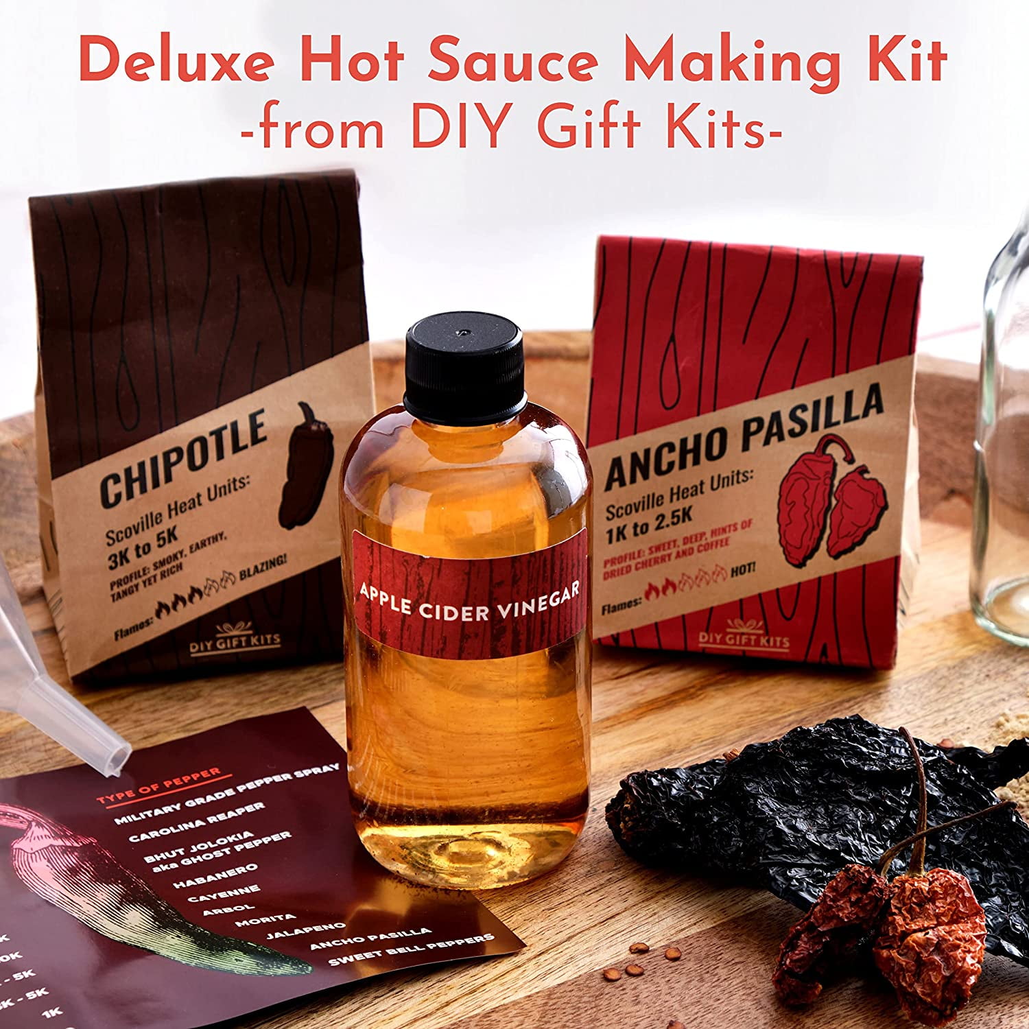 Bring the heat to your next BBQ with homemade hot sauce! Our Hot Sauce Kit  includes everything you need to make 2 unique sauces (2 bottles…