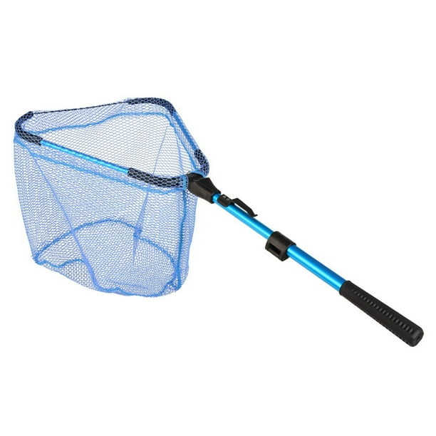 2 Section Collapsible Fishing Net Telescoping Folding Fish Landing Net for  Fly Fishing Catch and Release Blue