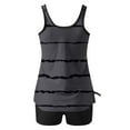 thumbnail image 6 of Frostluinai Striped Swimsuits for Women Pleated Athletic Tankini Bathing Suits Color Block Swim Tank Tops Boyshorts Baggy Swimsuit 2 Piece, 6 of 6