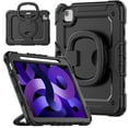 thumbnail image 2 of For iPad Air 5th/4th Generation 10.9 Inch 2022/2020 Case, 360 Rotating Shockproof Cover with Stand, Handle, Shoulder Strap, Black, 2 of 7