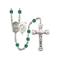 thumbnail image 1 of St. George / Paratrooper Silver-Plated Rosary 6mm December Blue Fire Polished Beads Crucifix Size 1 5/8 x 1 medal charm, 1 of 1