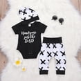 thumbnail image 2 of Franhais Baby 3PCS Outfit Set, Short Sleeve Letter Pattern Romper,Elastic Band Pant, Beanie Hat Set, 2 of 7