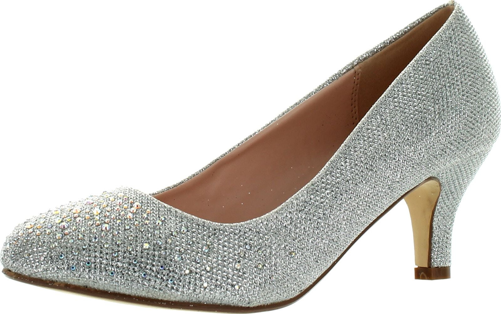low heel glitter shoes