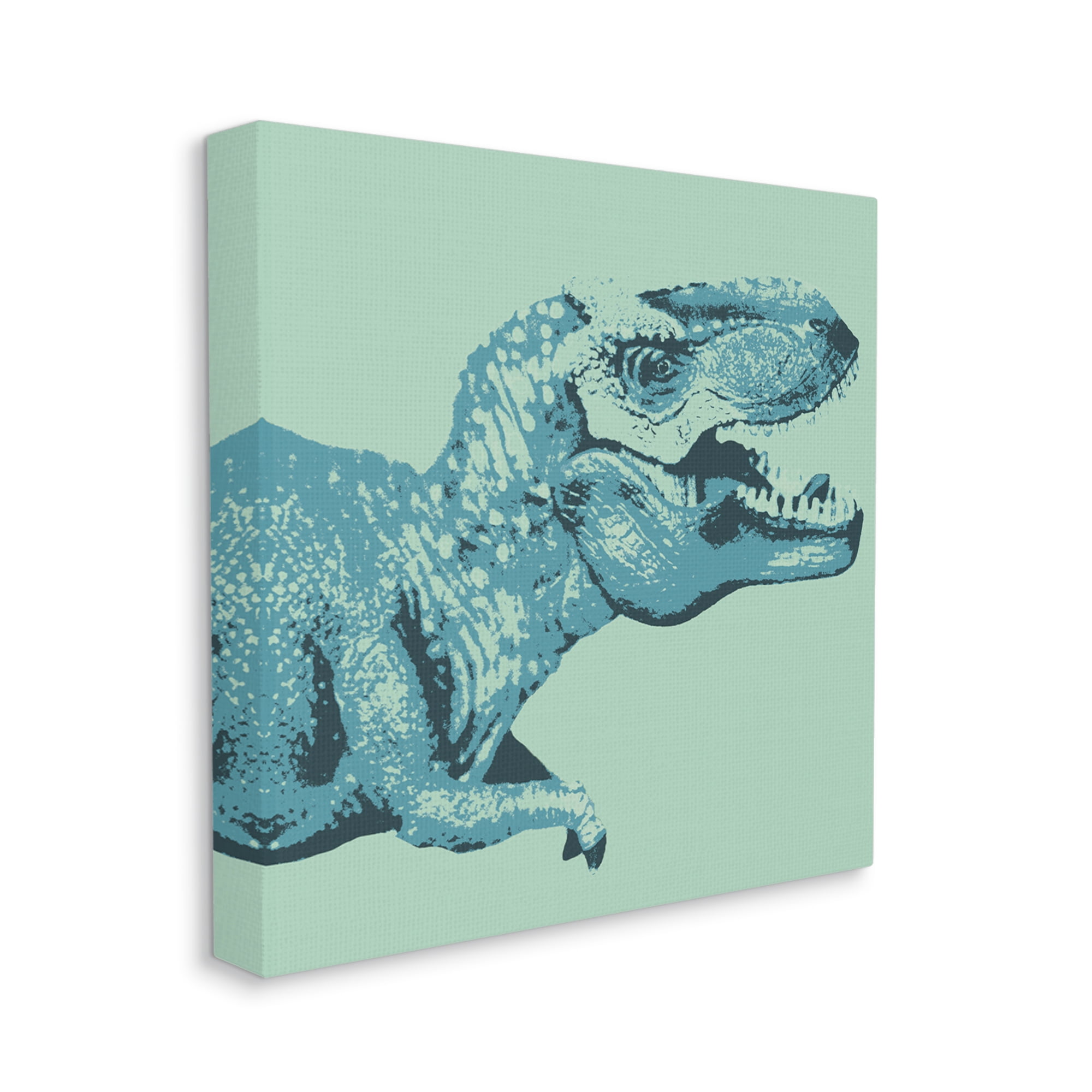 Stupell Industries Roaring T-Rex Dinosaur Vintage Stamp Style Design Graphic Art Gallery Wrapped Canvas Print Wall Art, Design by Daphne Polselli