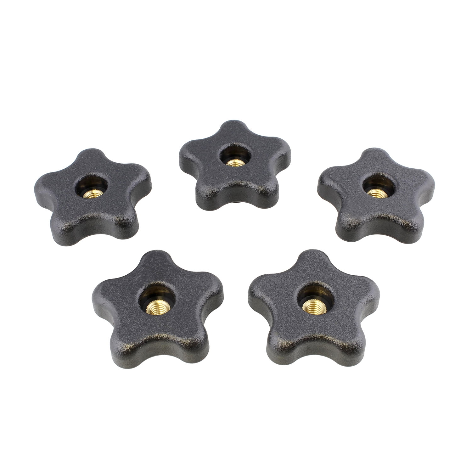 3/4 W Black Plastic 3-Prong Clamping Knob with 5/16-18 Brass Thread 4 Knobs 
