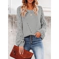 thumbnail image 3 of DOPI Women's Casual Long Sleeve Crewneck Crochet Sweater Lightweight Knit Pullover Sweaters Top Hollow Out Sweater Autumn, 3 of 6