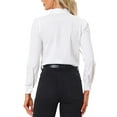 thumbnail image 3 of INSPIRE CHIC Leotard Shirt for Women's Collared Business Casual Button Down Long Sleeves Bodysuit Top S White, 3 of 6