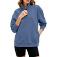 thumbnail image 2 of 1/4 Zip Pullover Women Sweatshirt Autumn Winter Top Casual Long Sleeved Shirt Sport Gym Running Wear Loose Fit Fall Basic Soft Pullover Jumper Tops, 2 of 9